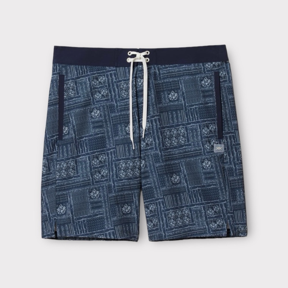 Rhone 9" Point Break Board Short Navy Blue Bandana Print NWT Lined